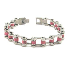 NEW  Stainless Steel Pink Bracelet,Biker Bracelet